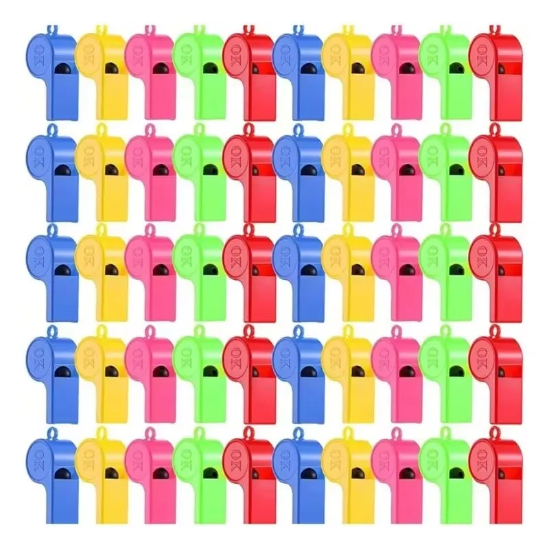20/50pcs Mini Plastic Whistle with Rope Super Loud Training Sports Whistle for Coaches Referees Cheering Props Lifeguard Whistle