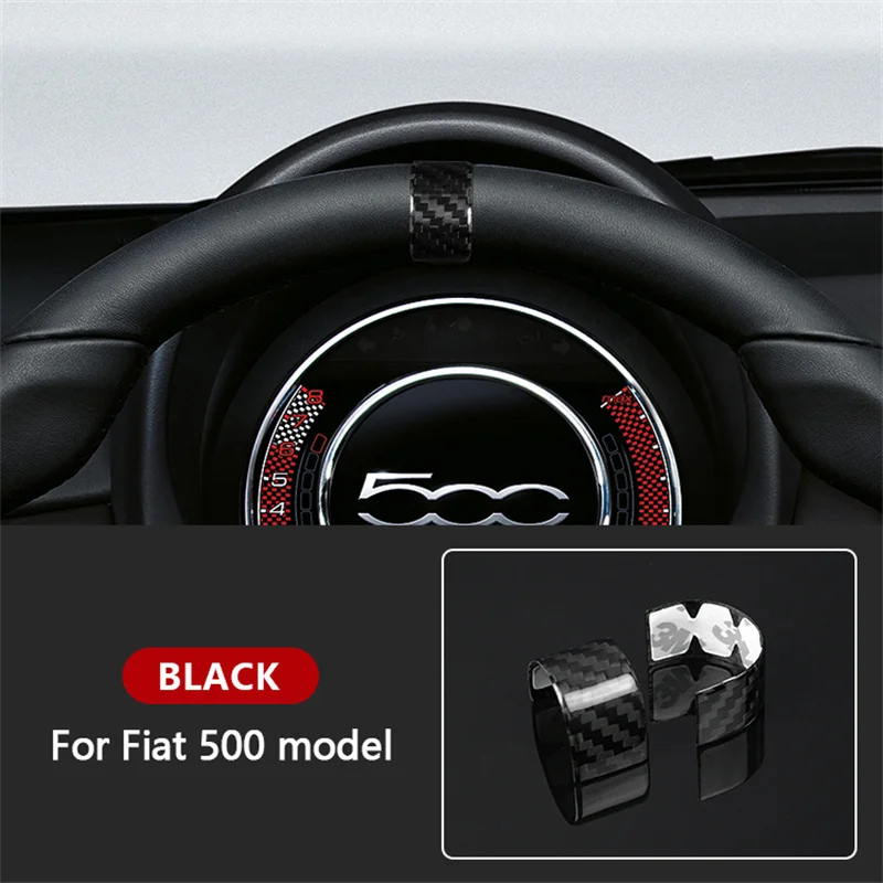 2020-2023 For Fiat 500 Steering Wheel Return Mark Genuine Carbon Fiber 3D Decoration Sticker