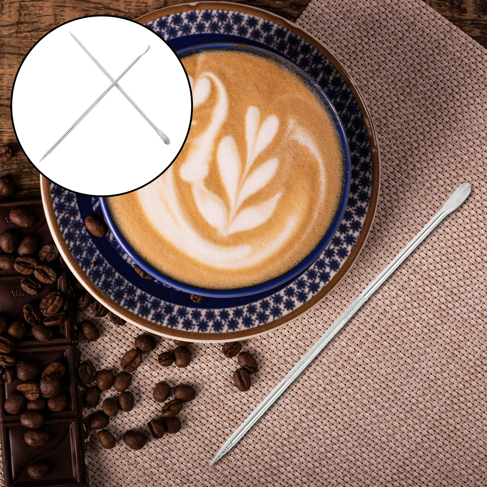 2 pcs Stainless Steel Coffee Stir Sticks Latte Art Pins Espresso Mixer Tool For Coffee Decorating Stirring Needle Hook
