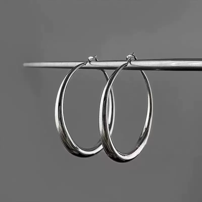 

Новые модные серьги-кольца из нержавеющей стали для женщин, большие круглые серьги в форме буквы С, украшения в подарок