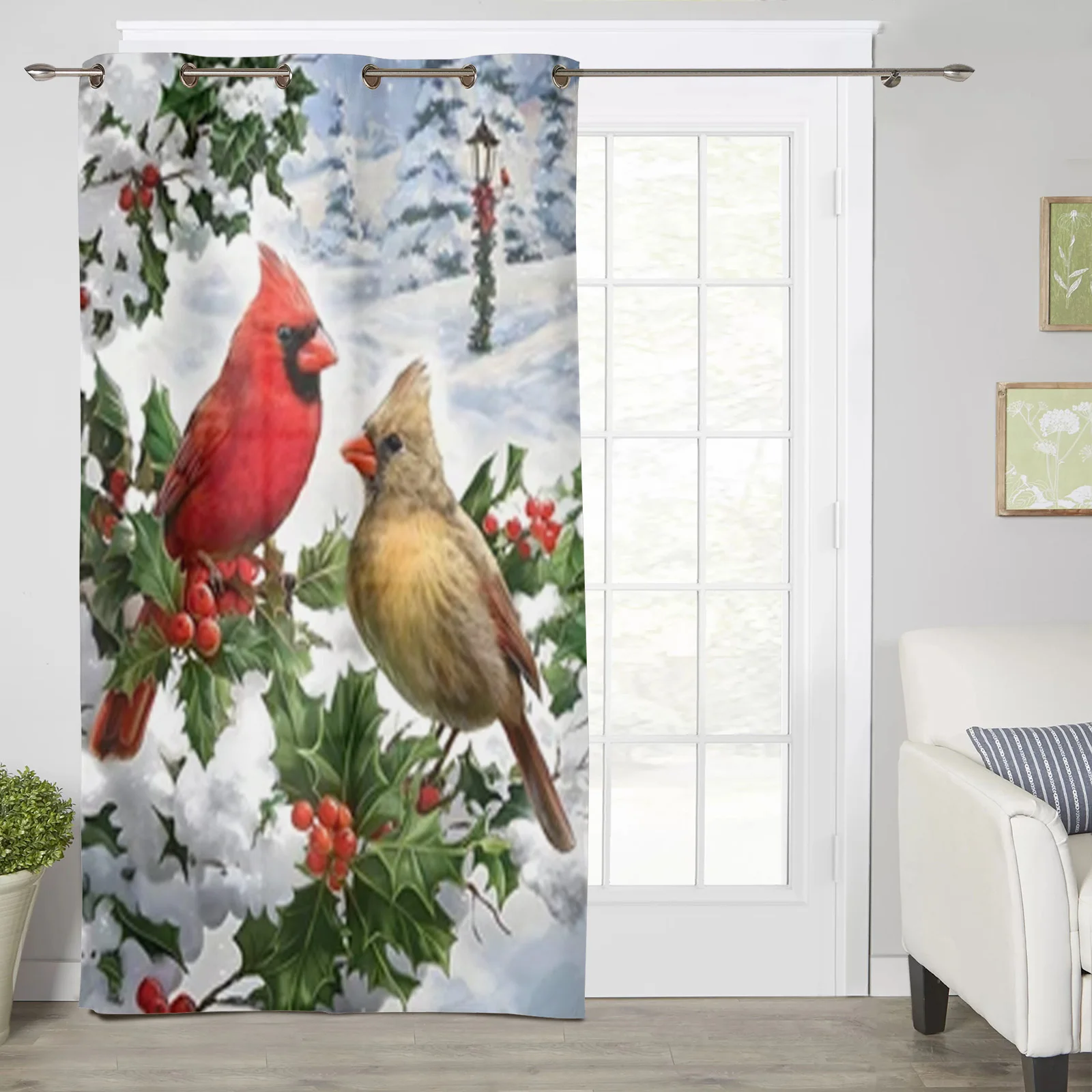 Birds On Tree Branches In Winter Window Curtains For Living Room Bedroom Luxury Modern Kitchen Curtains Fabric Drapes