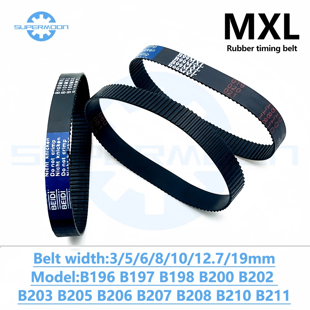 

MXL Timing Belt B196 B197 B198 B200 B202 B203 B205 B206 B207 B208 B210 B211 Width 3-19mm Rubber Small Backlash Closed-Loop Belt