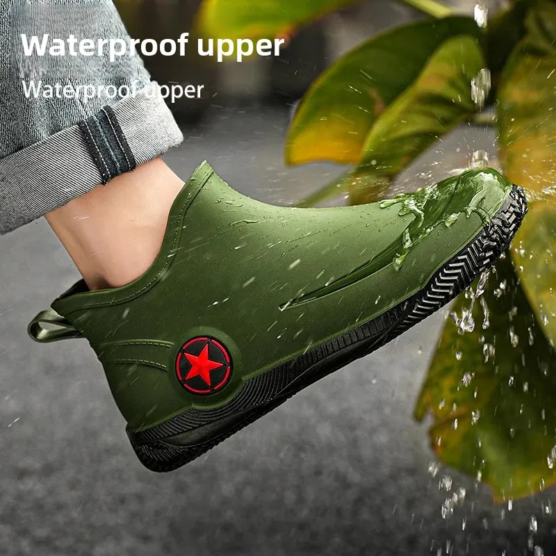2026 New Waterproof Shoes Fishing Rain Boots Anti-slip Wear-resistant Kitchen Work Rubber Shoes Short Rain Shoes