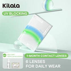 KILALA-UV Bloqueio de lentes de contato mensais, lente macia para miopia, adequado para olhos secos, 14,0mm,-1 a-10 dioptrias, 6 PCs