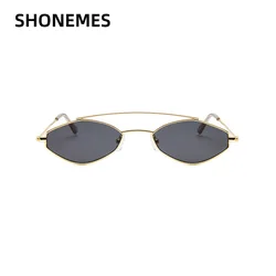 Shonemes Double Bridge Women Sunglasses Vintage Small Polygon Sun Glasses Metal Frame Outdoor UV Protective Eyewear for Female