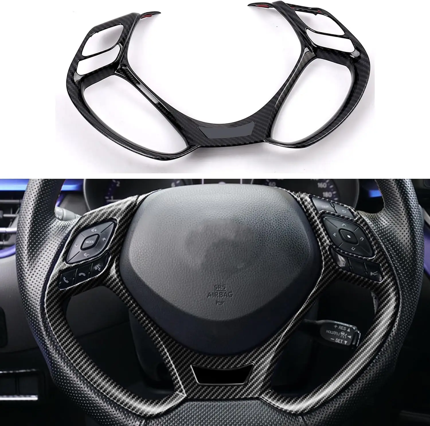 

Накладка на руль для Toyota C-HR 2017-2021, дизайн из АБС-пластика под карбон, 1 шт.