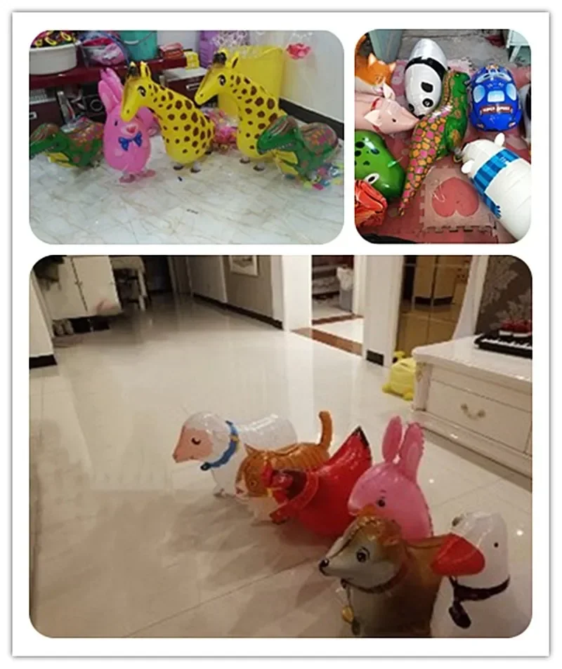 Cute Walking Animals Foil Balloons Pet Cat Giraffe Dinosaur Frog Walk Helium Balloon Baby Shower Birthday Party Decoration Toys