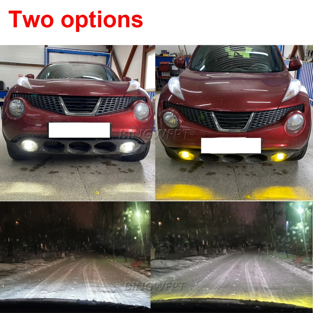 2PCS Fog Light Assembly For Nissan Tiida (C11) 2007-2012 Car Front Bumper Fog Lamp LED DRL Fog Daytime Running Fog Lamps H11 12V