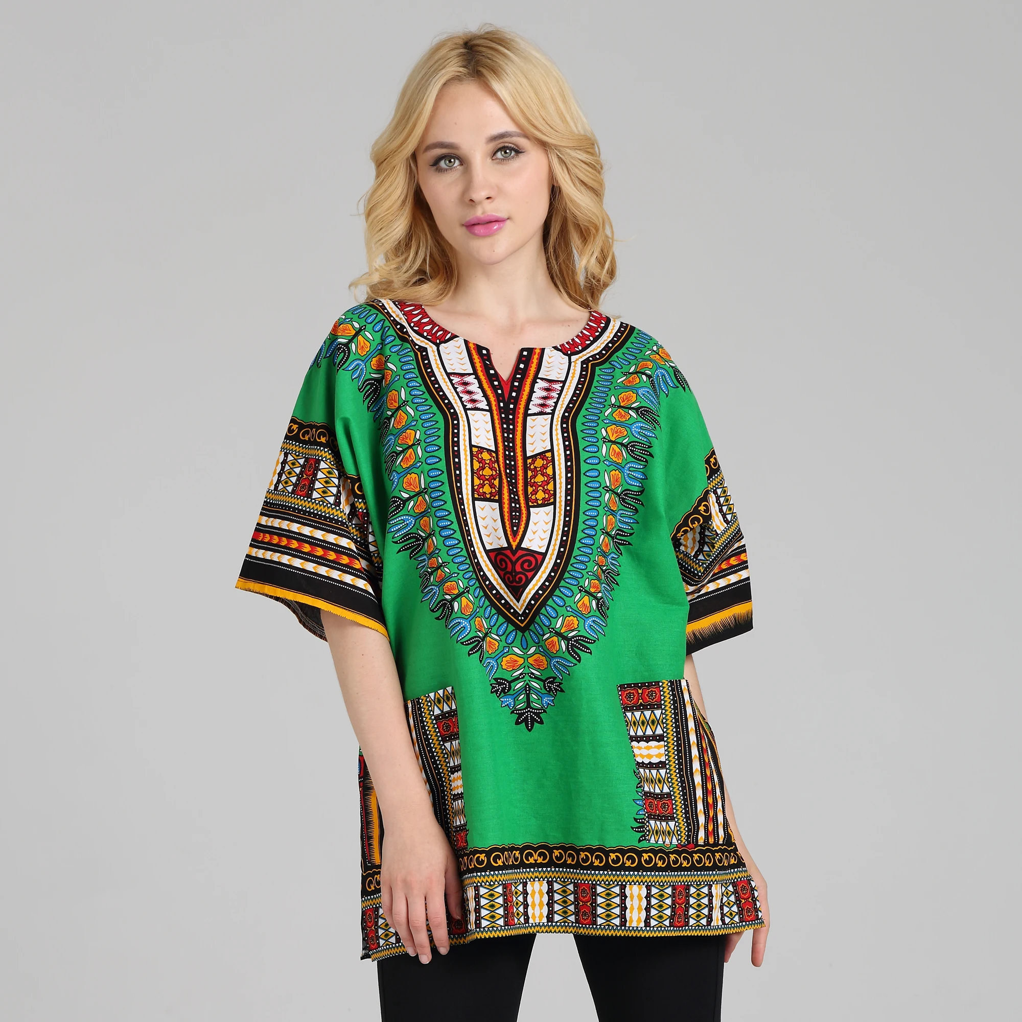 Traditional African Dashiki Shirt in Light Thin Grade Batik Cotton African Cuba Havana Beach Shirt Poncho