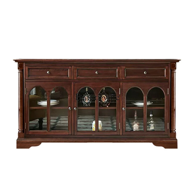 

LD33American solid wood dining side cabinet simple living room French retro dining room locker