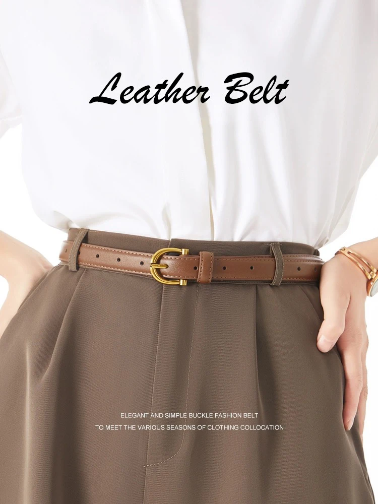 

Fashion Women Belt Genuine Leather Belts Gold Metal Buckle Girdle Girls Dress Jeans Waistband for Lady Luxury Designer Brand