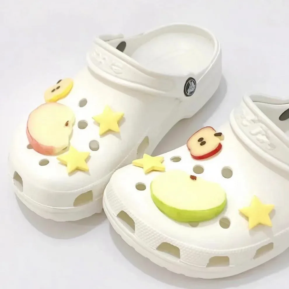

1set/8Pcs Summer Fresh Apple Sliced Shoe Charms Set Advanced Fruit Shoe Decorations DIY 3D Detachable Buckle Shoes Accessories