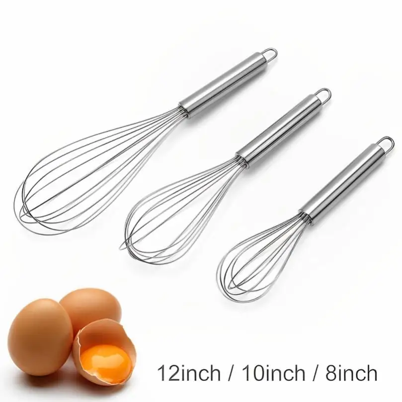 1piece 8 / 10 / 12inch 6 Aire Stainless Steel Egg Beater Baking Utensils Egg Oil Mixing Rods