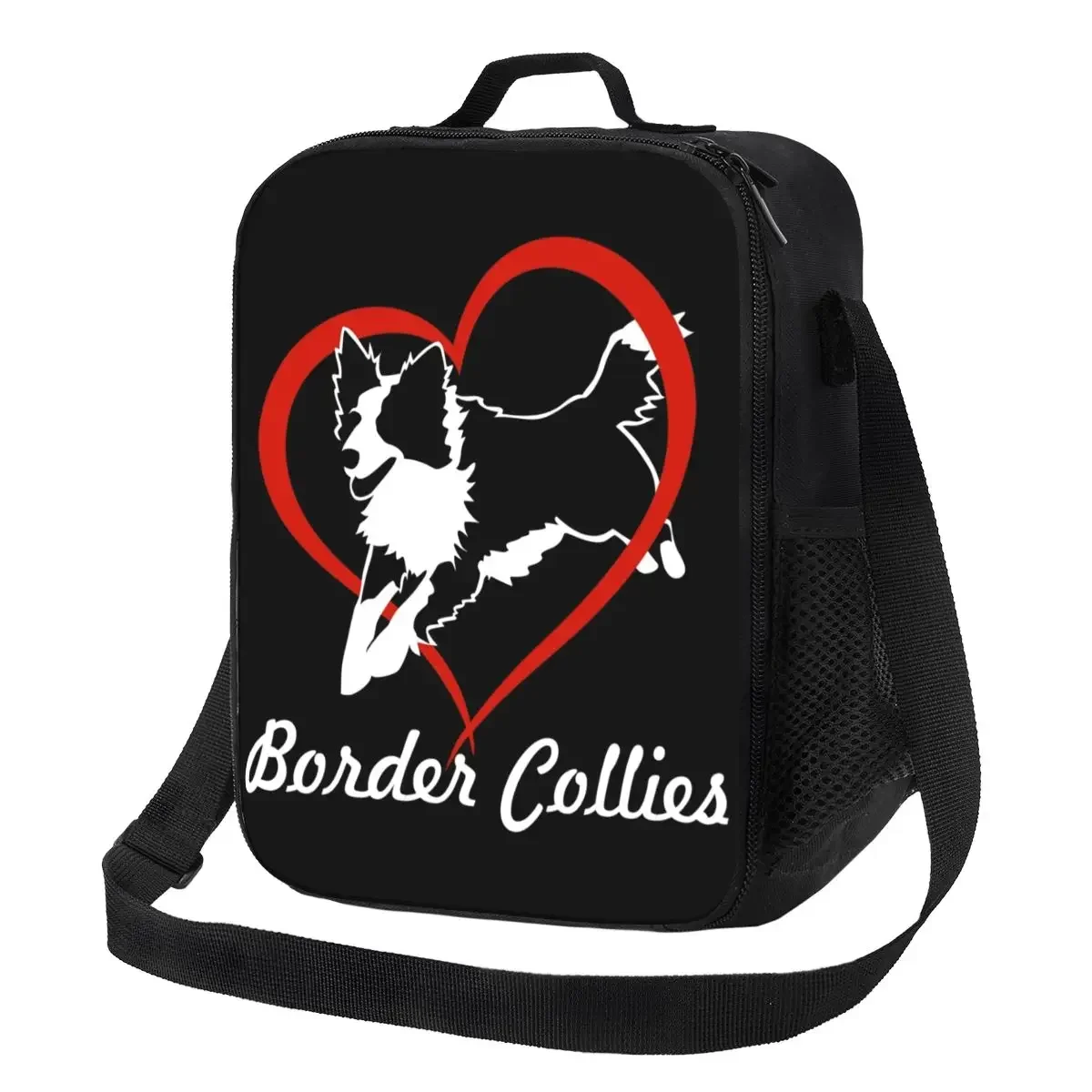 Custom Schattige Liefde Border Collies Lunchtas Vrouwen Thermische Koeler Geïsoleerde Dozen Voor Kinderen School