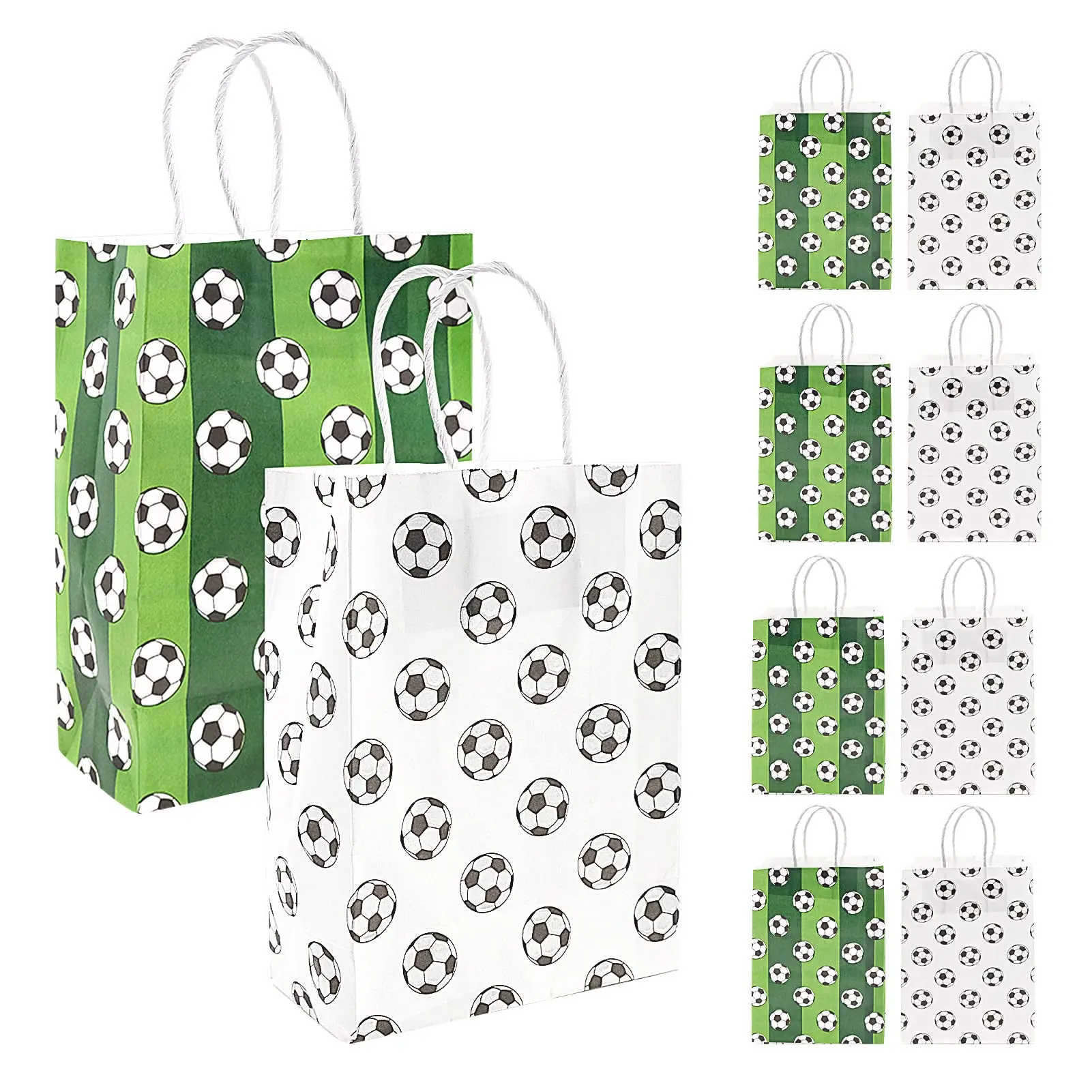 12/24Packs Soccer Party Gift Bags Supplies Football Soccer Birthday Party Sports Party Favors For Kids Candy Bags Favor Decors