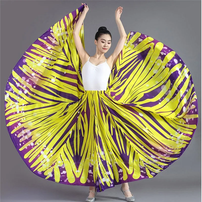 

180 360 540 720 Degrees Large Swing Printed Skirt Dance Costume 2025 NEW Women's Half Skirt Chinese Style Ethnic Clothing