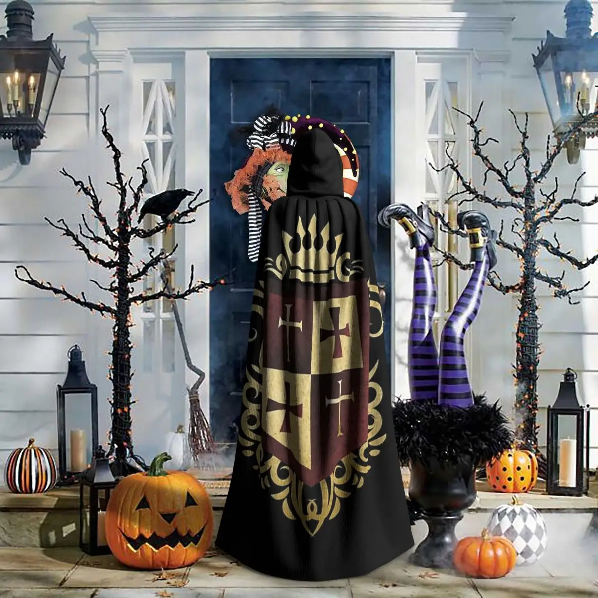 

Длинный плащ с капюшоном в стиле тамплиеров, костюм средневекового рыцаря, косплей, накидка на Хэллоуин, унисекс для взрослых