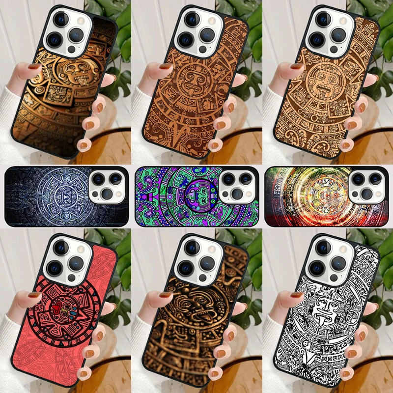 Mayan Calendar Phone Case For iPhone 16 15 SE2020 14 Max 6 7 8 Plus 11 12 13 Pro Max Mini Phone Cover coque