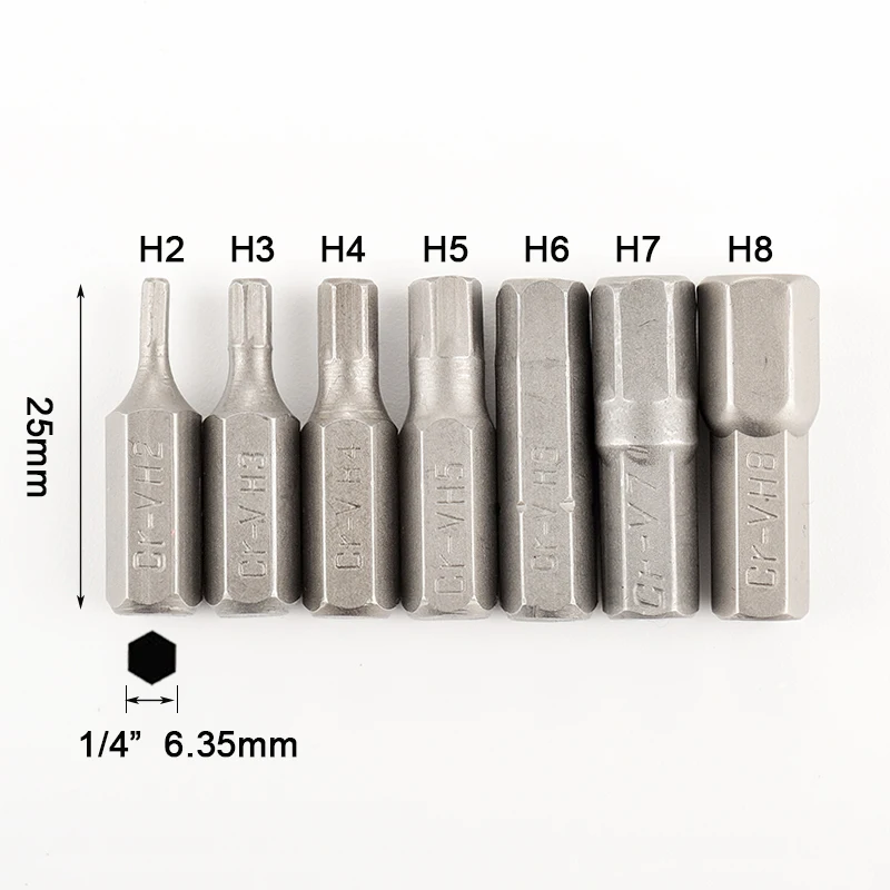 10pcs 1/4 inch Hex Shank H2 H3 H4 H5 H6 H7 H8 Screw Driver Bits For Home Hand Tool Cr-V Steel Hex Screwdriver Bit Set