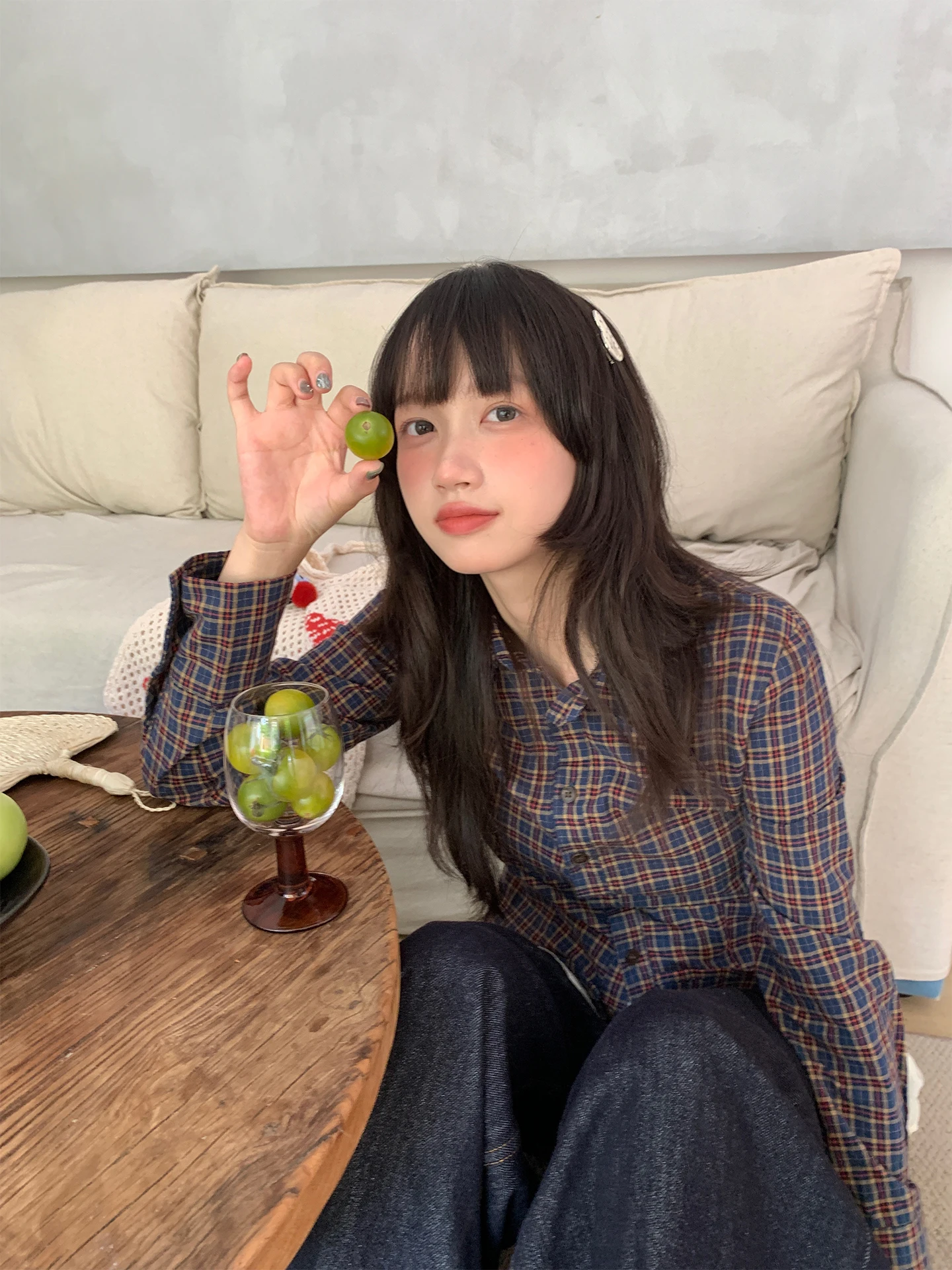 

Рубашка NIDEBLACK в корейском стиле в клетку с длинным рукавом, приталенная, укороченная, для девочек, винтажная, весна-осень, необычный дизайн, хлопок