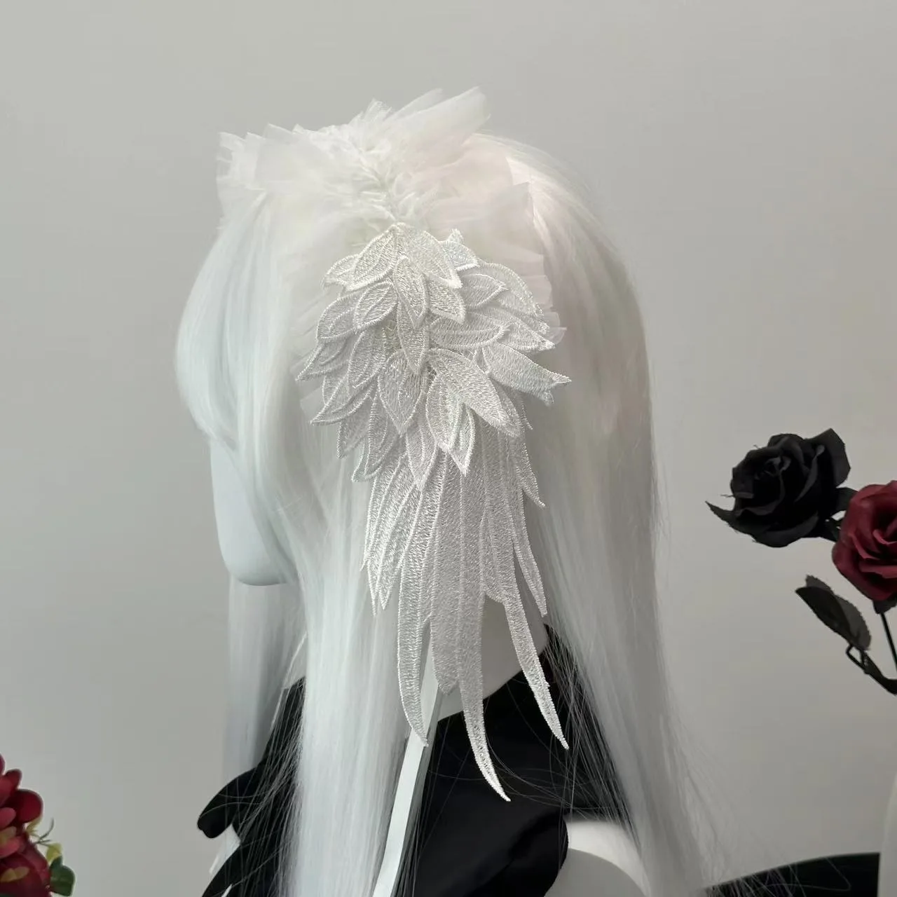 Bandeau Punk foncé, ailes d'ange noires et blanches, accessoires pour cheveux d'ange gothique, sous-culture, couvre-chef Lolita d'halloween