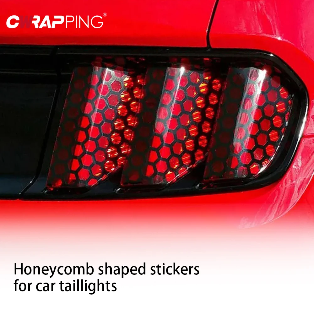 Car Tail Light Lamp Stickers Universal Auto Black Honeycomb Taillight Cover DIY Fog Light Smoke Film  Decal Sticker Accessories