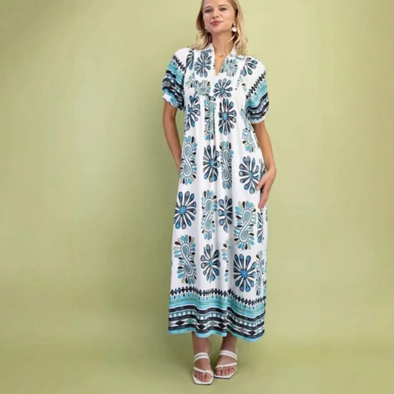 Robe chemise mi-longue imprimée Vintage pour femmes, manches courtes, élégante, bureau, ligne a, robes de plage, nouvelle tendance, été