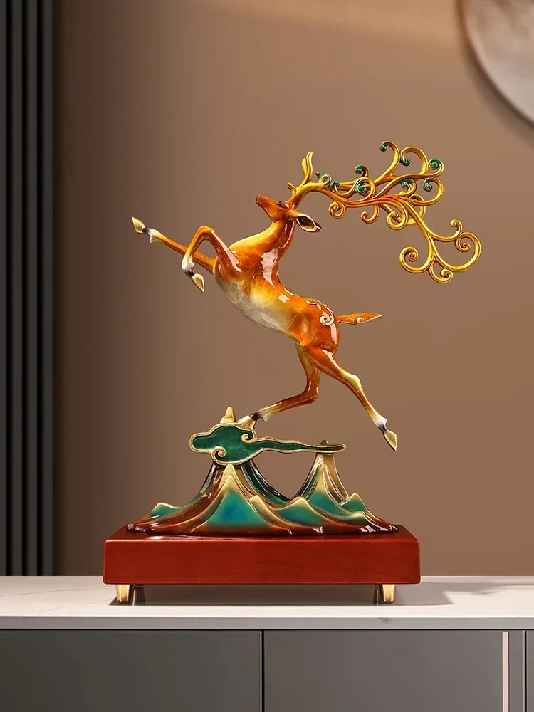 New Chinese style lucky deer statue high-end living room wine cabinet TV cabinet decoration housewarming new home gifts factory