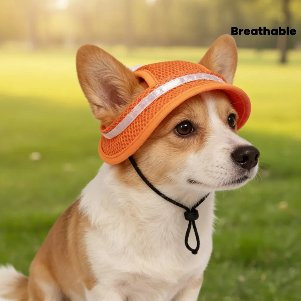 Ein Haustier-Sonnenhut für Frühling und Sommer, mit niedlicher Bonbonfarbe und Schleife, perfekt für den Außenbereich mit atmungsaktivem Netzgewebe.