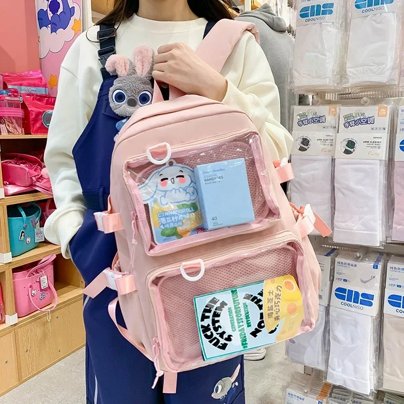 For College Student JK Japanese Kawaii Itabag Women New 2024 Transparent Backpack Women Large Capacity Ita Backpack School Bags