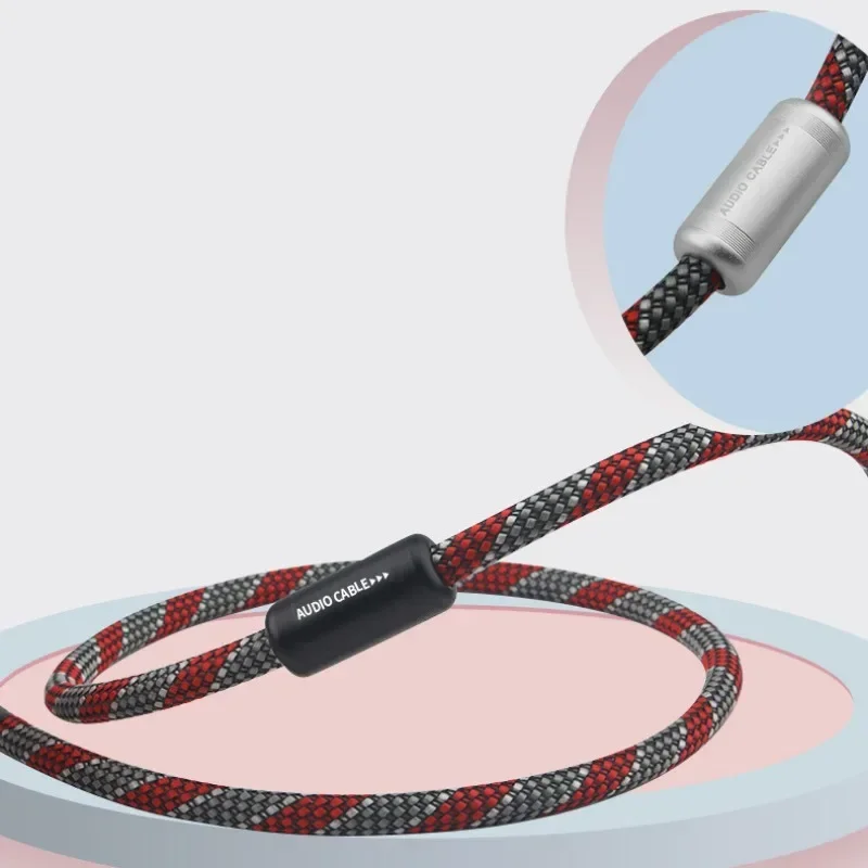 Aluminum Alloy HiFi Audio Cable Ring Speaker Cable with Direction Indication Anti-electronic Interference Connector