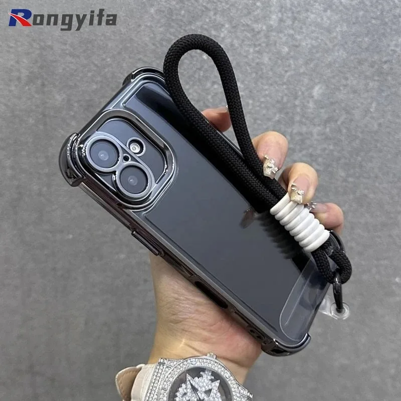 For Realme 15 14 13 Pro Plus 12 Pro Plus 11 Pro 9 5G Speed 4G Phone Case With Lanyard Strap Simple Plating Luxury Back Cover