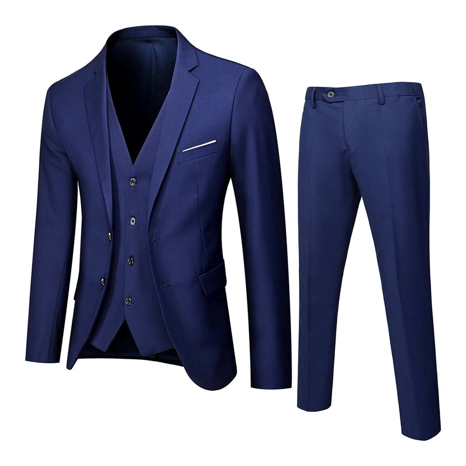 Blazers de negócios para homens, 2 ternos, calças de colete, casacos azuis, festa de casamento, casacos elegantes formais, terno fino coreano, 2023,