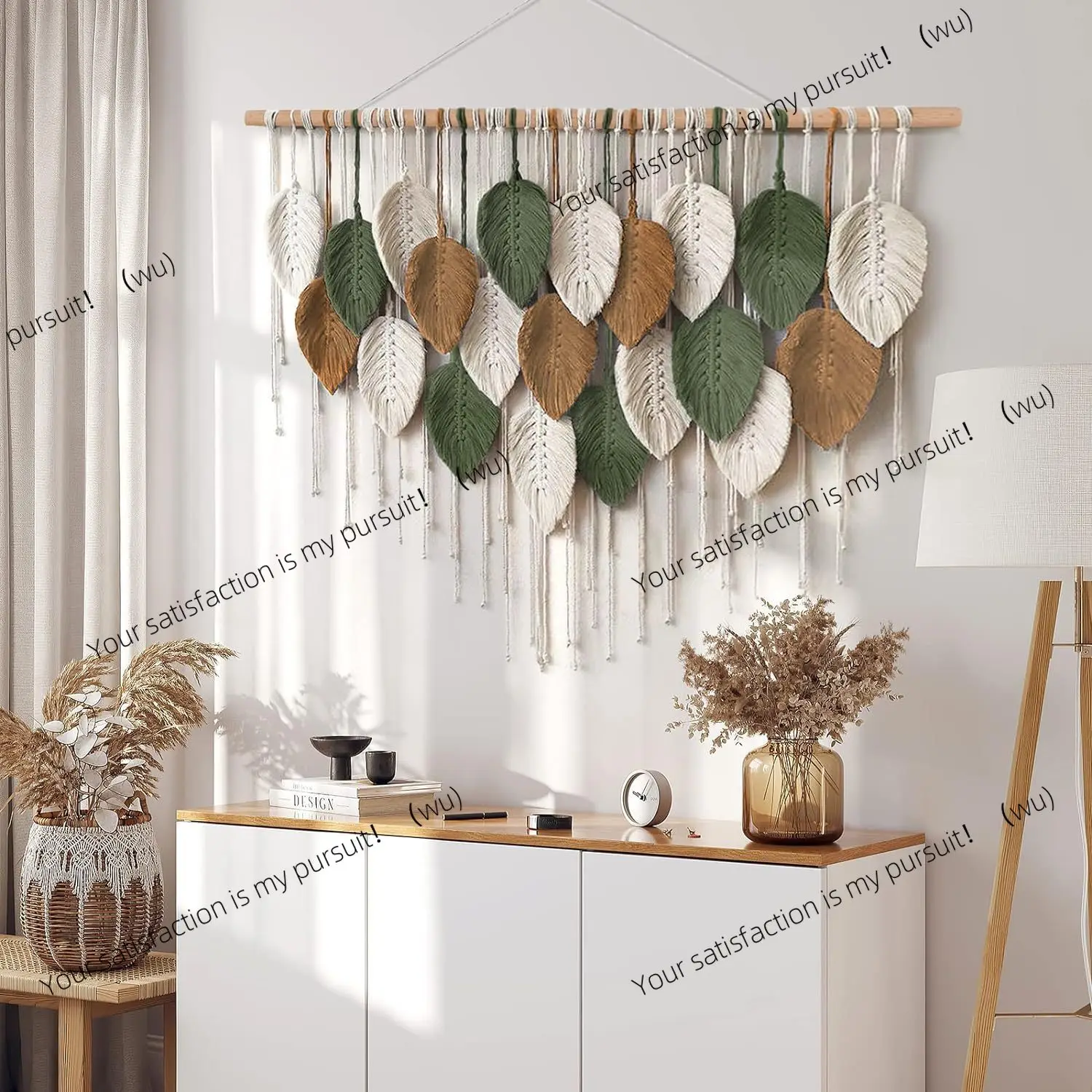 Hand-woven colored leaf fringed tapestry, bed and breakfast living room bedroom entrance background wall decorative tapestry