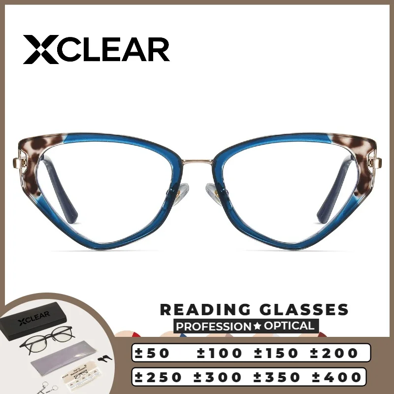 

XCLEAR Durable Anti Blue Light Women's Cat Eye Reading Glasses UV400 Comfortable Ultralight Anti Glare HD Stylish Versatile