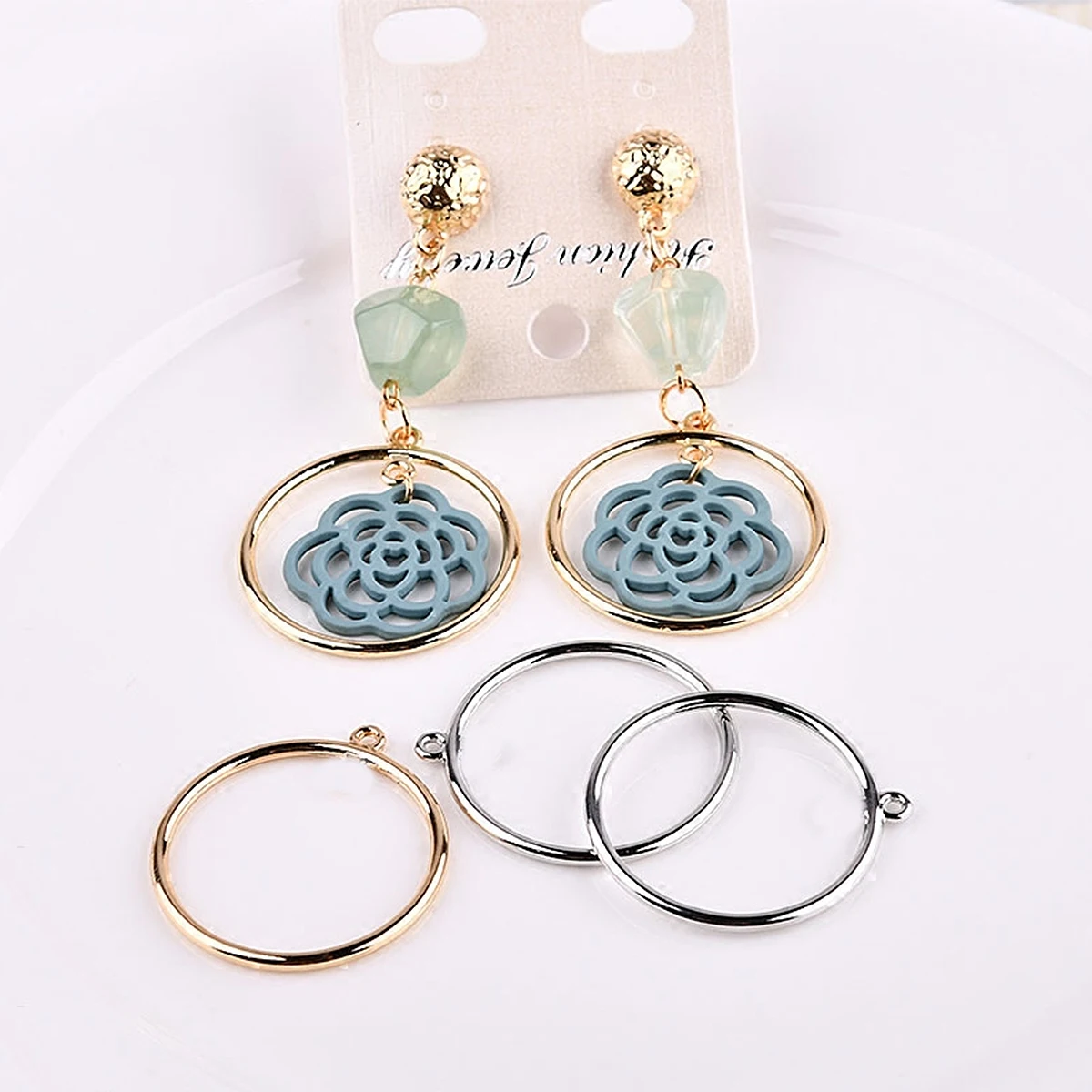 

30pcs Circular Pendants Jewelry Making High Quality Alloy Hollow Back Bezel DIY Craft Long Lasting Non Fading Charm Accessories