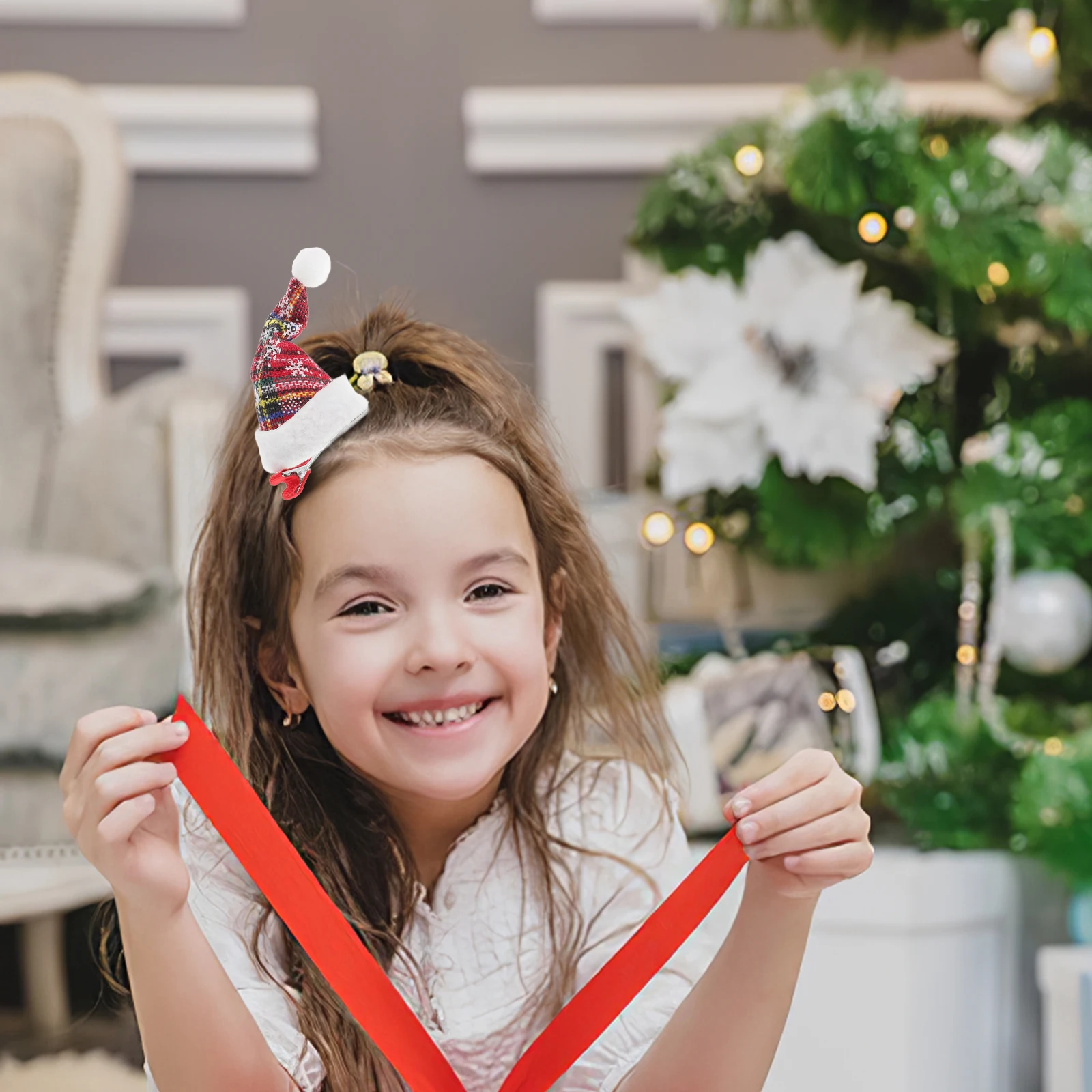 

Christmas Hat Hair Clips Mini Santa Princess Bows Fabric Girls Winter Holiday Party Accessories Womens Hair Decorations Holiday