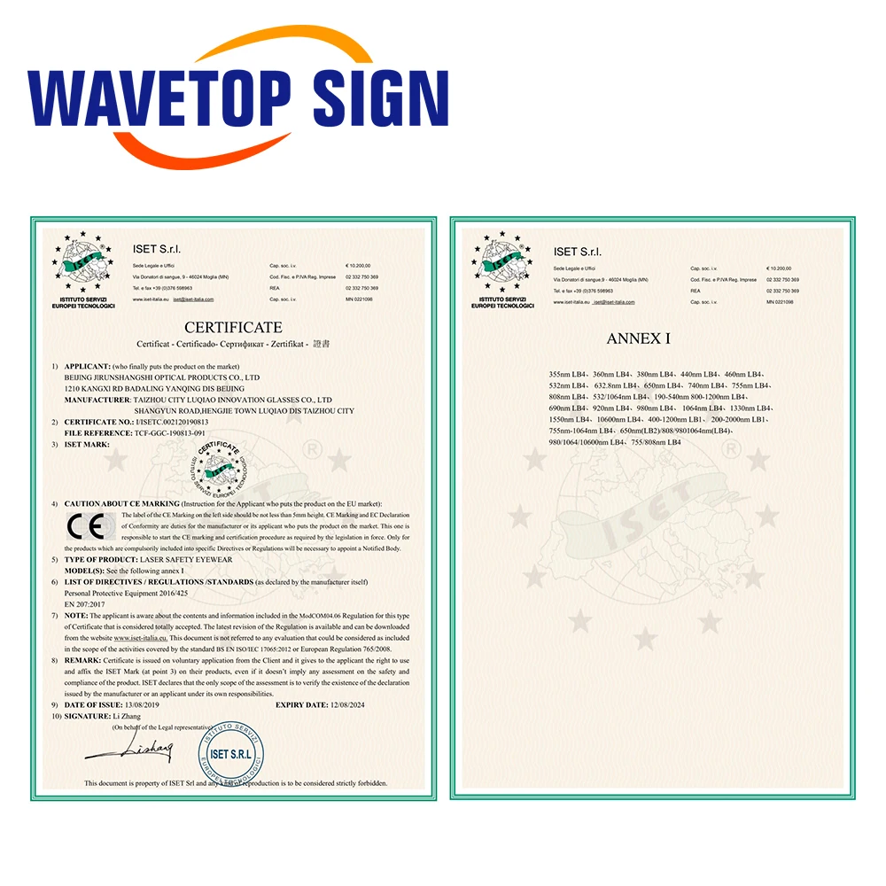 WaveTopSign Laser Safety Goggles 190-565nm & 820-1100nm OD4+ Shield Protective Glasses Protection Eyewear