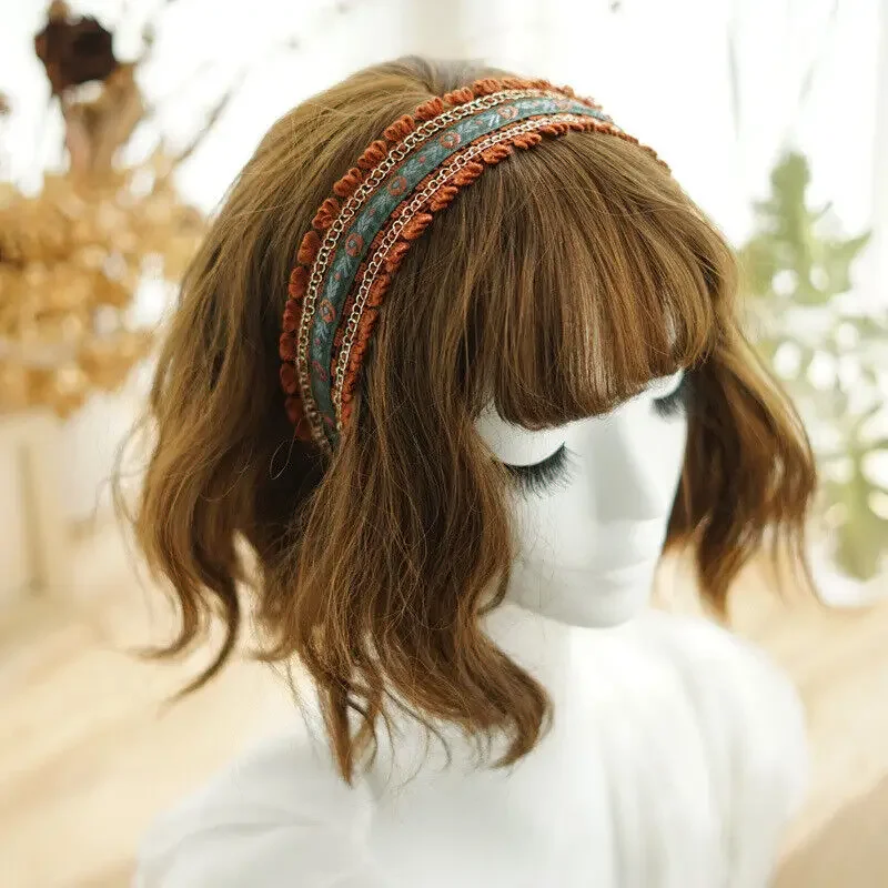 

Embroidered Floral Headband for Women Boho Ethnic Style Hair Band Ideal for Festival Wedding & Daily Retro Fashion Looks