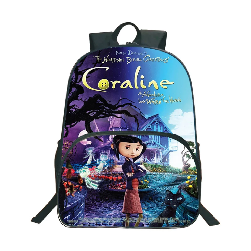 16inch Coraline Cartoon Print Backpack Boy Girl Casual Pattern Schoolbag Fun Movies DIY Custom Design Knapsack Child Backpacks