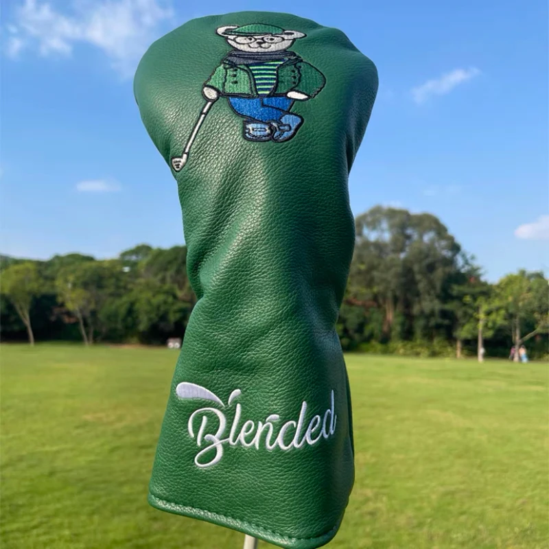 Cute bear Golf Club HeadCover Fairway For Driver Hybrid Wood cover Waterproof PU leather Thicken Unisex Golf Accessories