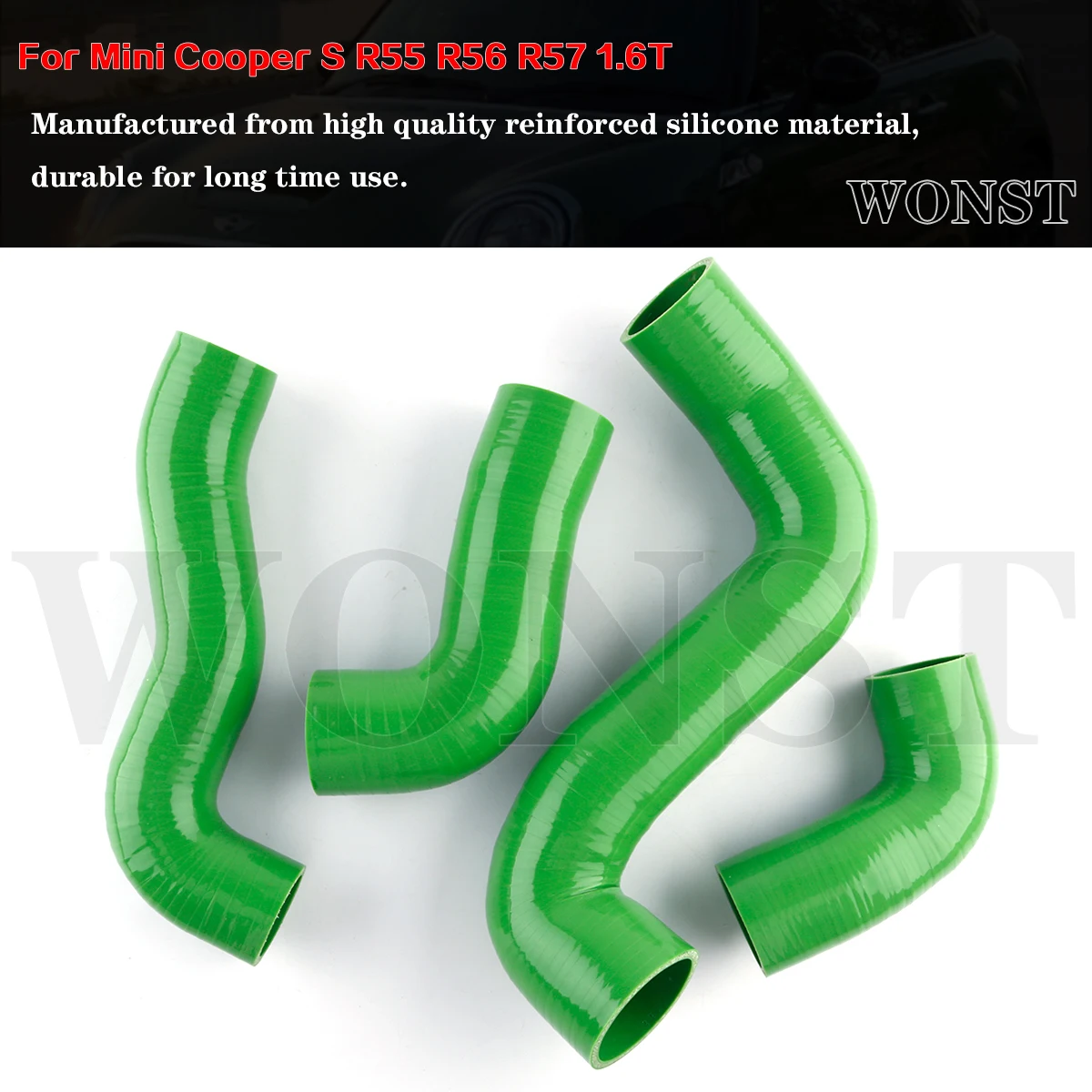 

4ply 4pcs For Mini Cooper S R55 R56 R57 1.6T N14 Silicone Intercooler Turbo Boost Hose Pipe Kit 11 Color