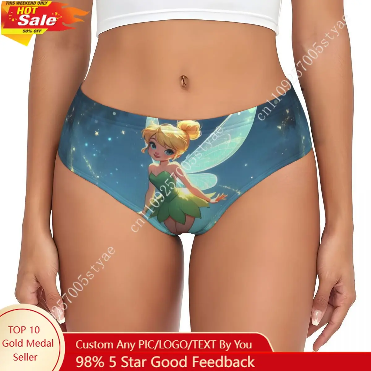 

Custom In The Forest Tinker Bell Briefs Underwear Women Breathable Stretch Anime Panties