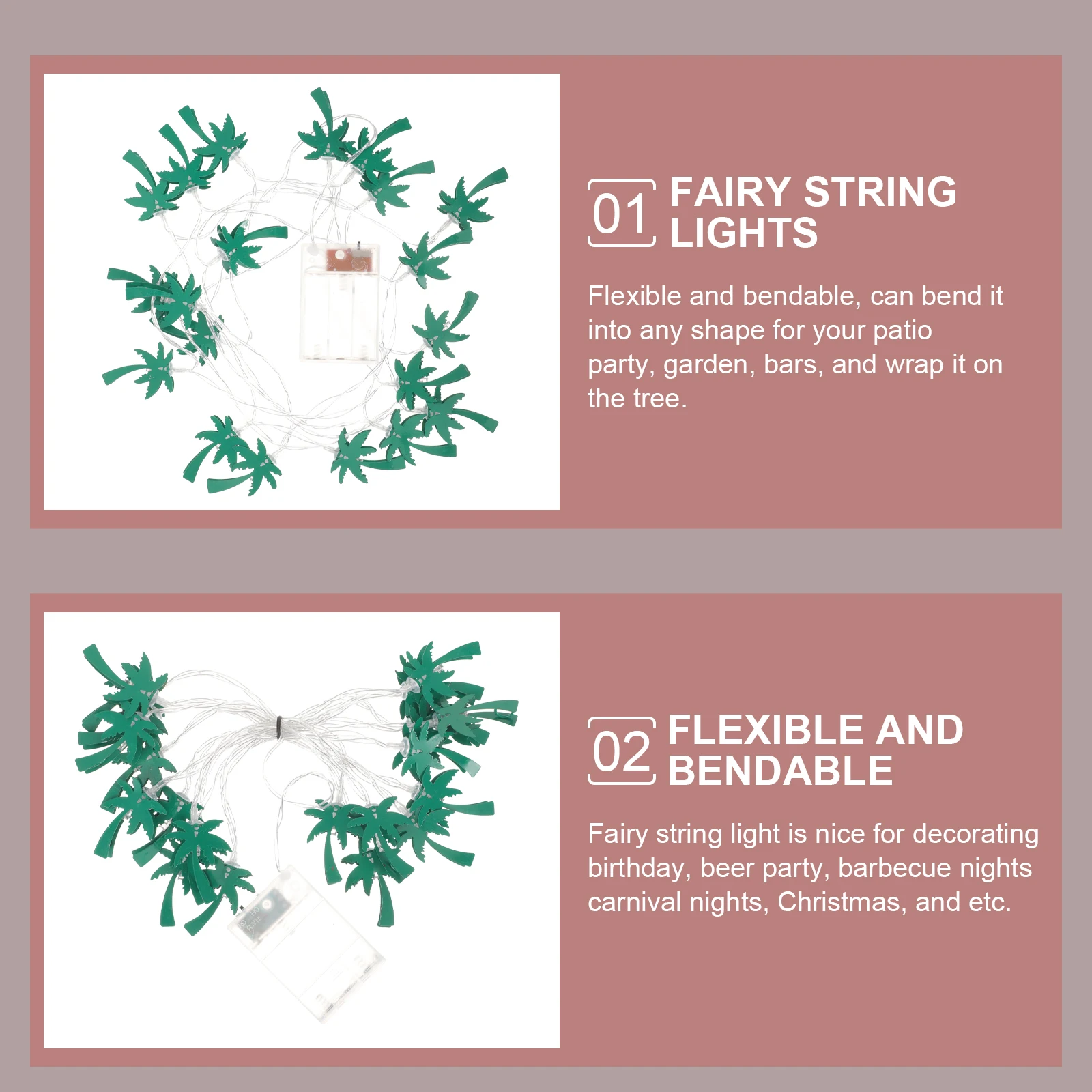 

Lighted Palm Tree Novelty String Lights Flexible Metal Fairy Lights for Patio Garden Bars Holiday Decorations