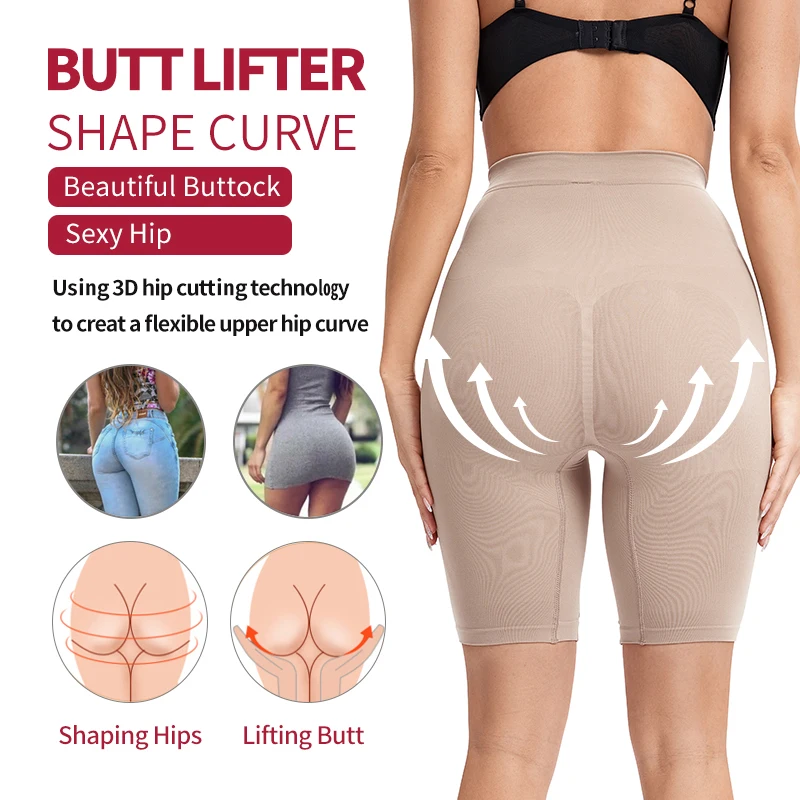 High Waist Seamless Butt Lifter Shorts Women Shapewear Tummy Control Body Shaper Slimming Underwear Sculpting Mid Thigh Panties