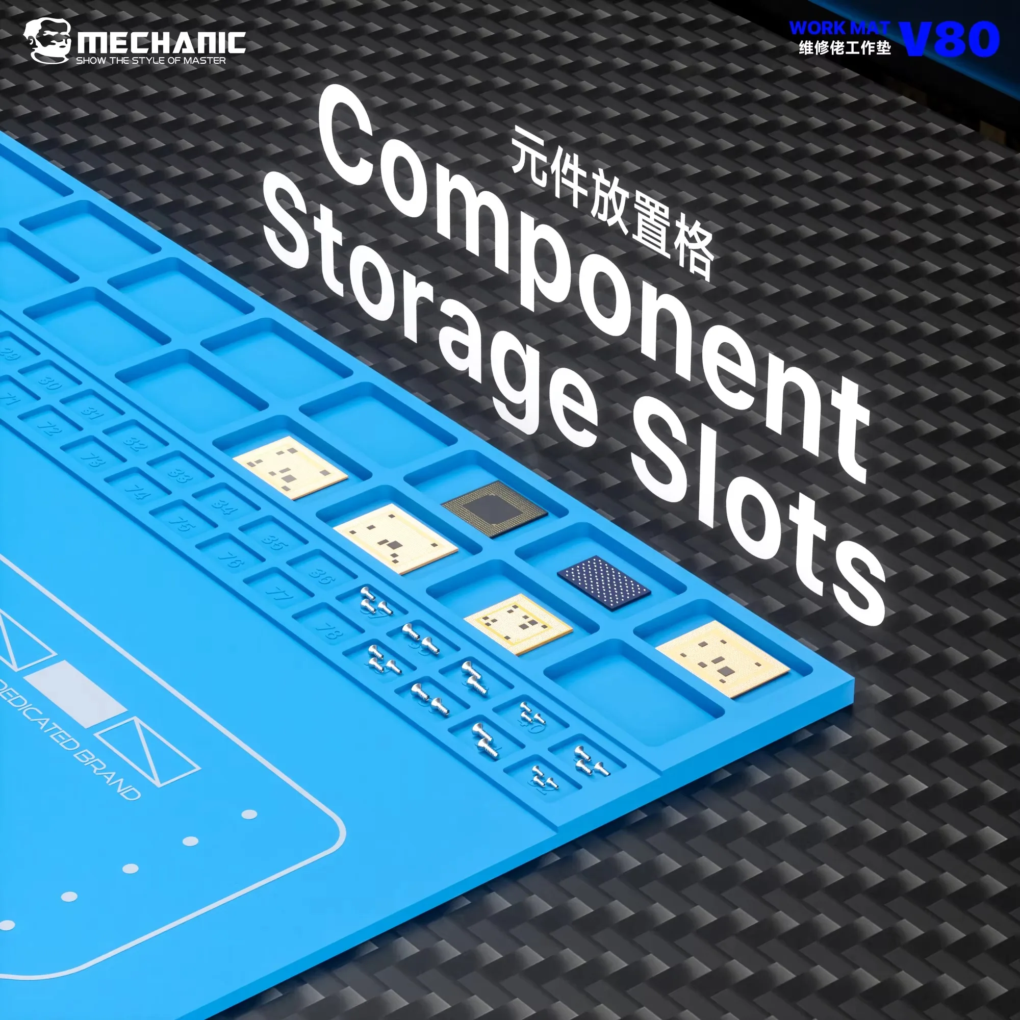 MECHANIC V80 Multifunktionale Reparatur-Arbeitsmatte für die Wartung von Mobiltelefonen, weiche Wärmeisolierung, Motherboard-Fixiermatte, Werkzeuge – Detail 1
