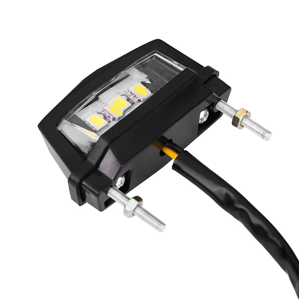 12V Motorcycle Led License Plate Light  Motorbike Rear Brake Tail Light Lamp License Plate Mount White