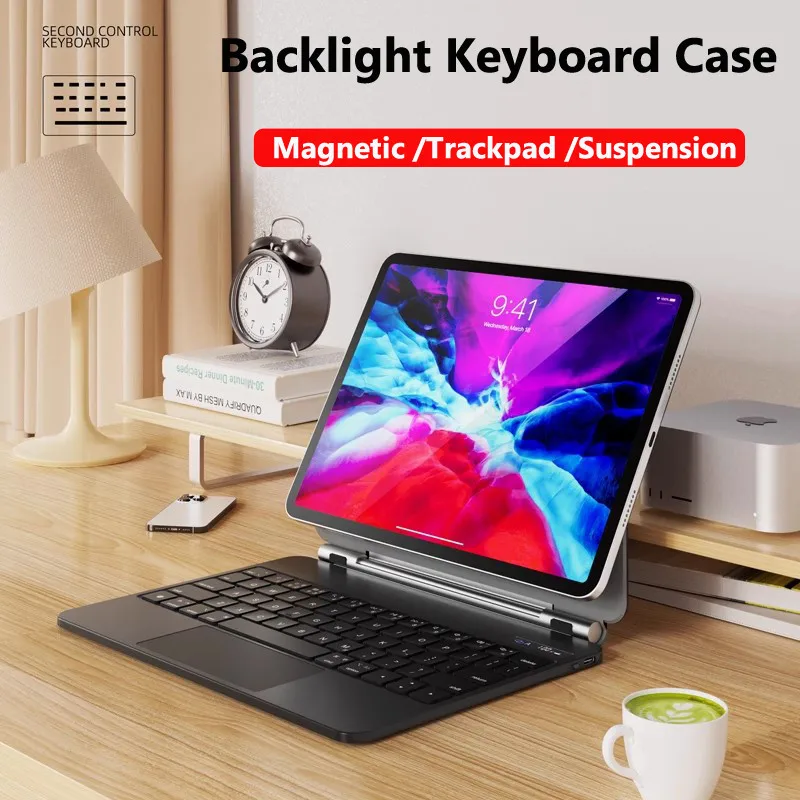 for Samsung Galaxy Tab S10 Plus 12.4inch S10+ 2024 S9 FE Plus 12.4 S8+ S7 FE 12.4 Trackpd Keyboard Case Built in Backlit Cover