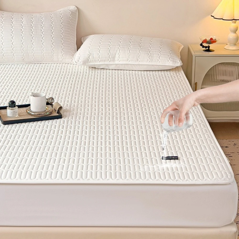 A Class Waterproof Mattress Protector Quilted Fitted Sheet Anti-slip Dustproof Mattress Covers for Single Double Queen King Bed