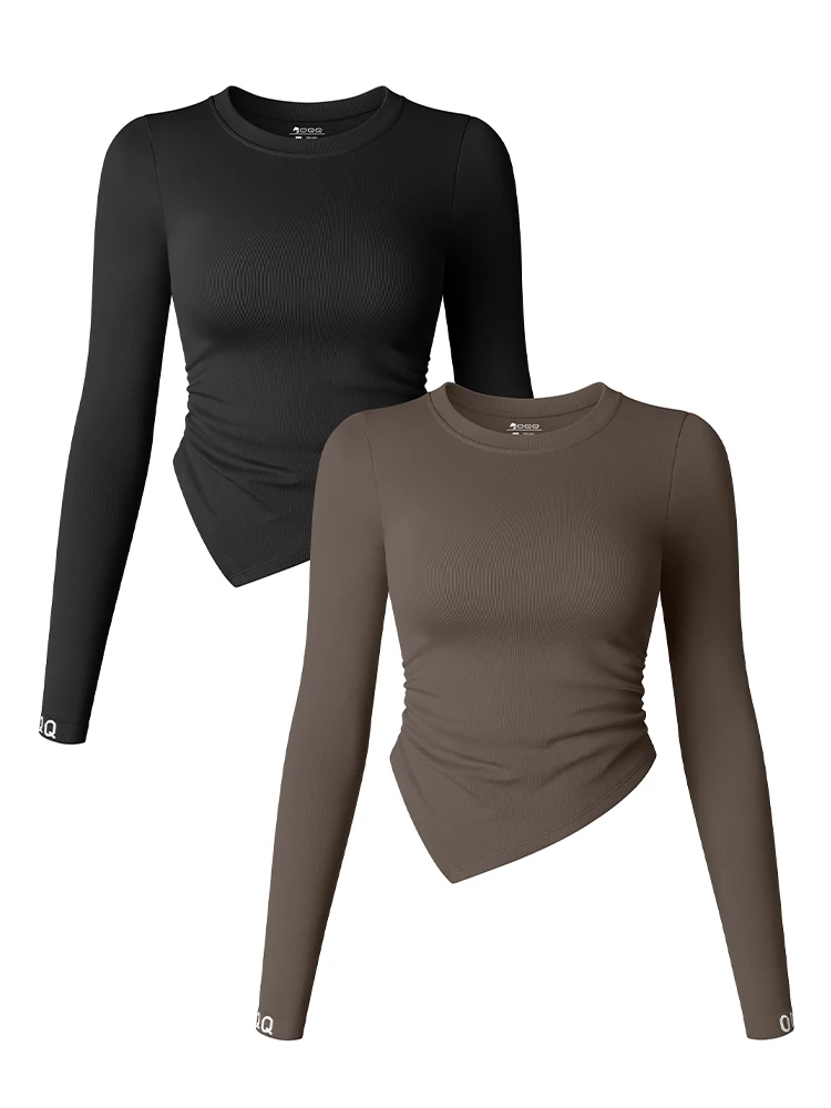 Long Sleeved Yoga Shirts For Women Round Neck Sexy Slim Fit Running Sports Shirt Seamless Gym WorKout Top